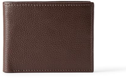 Amazon Essentials Portafoglio Bifold in Pelle Pieno Fiore Martellata Uomo, Marrone Scuro, Taglia Unica