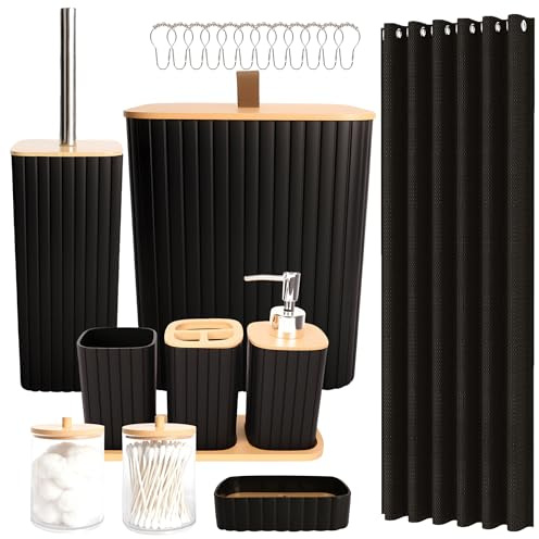 22Pcs Bathroom Accessories Sets Complete,Toilet Sets for Bathroom Black