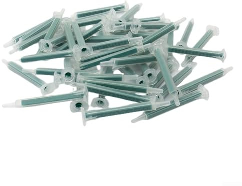 Lot de 50 buses mélangeuses statiques 2K AB de 83 mm de long avec 5,3 mm de diamètre intérieur et design à 16 nœuds, embouts de mélange autocollants pour cartouches à double composant pour seringues