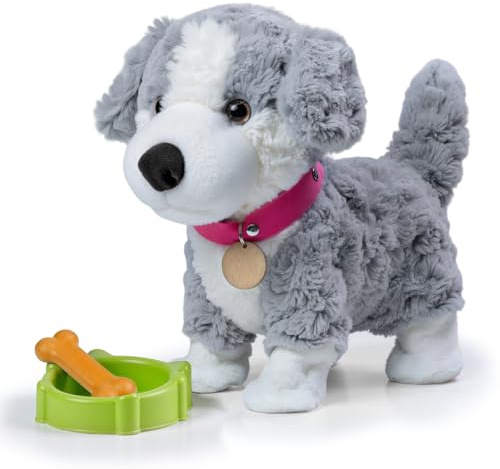eJog Pup Plyschhund som Går och Skäller, Röststyrd Interaktiv Leksakshund, Pratande, Svansvippar, Gosedjur Hund, Elektronisk Plyschleksak Valp, Mjukisdjur Present för Barn 3+ År