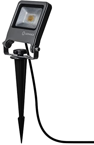 LEDVANCE Luce LED Da Giardino per Esterni, Proiettore Mobile con Picchetto, Ottimo Come Faretto Da Giardino, in Alluminio Grigio Scuro, Bianco Caldo, 10W, Protezione Ip65,Endura Garden Flood 10W Spike