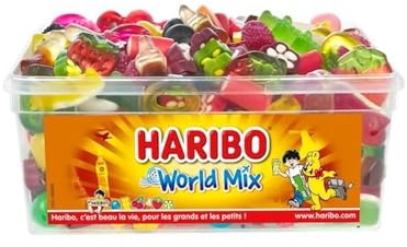 HARIBO - World Mix - Assortiment De Bonbons - Tétines, Crocos, Dragibus & Plus - Sans Colorants Artificiels - Boîte De 900 g