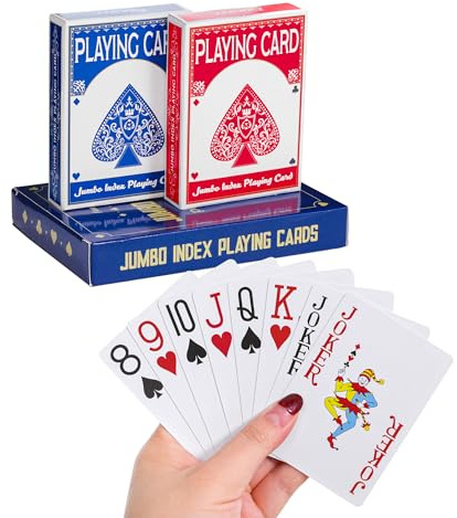 Fanwer Playing Cards Large Print for Adults - 2 Pack, Large Print Playing Cards for Seniors, Vision Impaired, Low Vision Crowd, for Blackjack, Euchre, Canasta Card Game