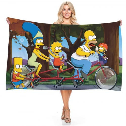 IMFLY The Mpsons strandhandduk, mikrofiberstrandhandduk 70 x 140 cm, strandhanddukar barn, strand och pool, presenter till barn, strandhanddukar, handduk (4,70 x 140 cm)