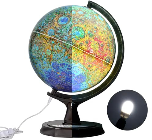 Mapsoft Ace Illuminated Topography Moon Globe, 30cm/12, MTI-30