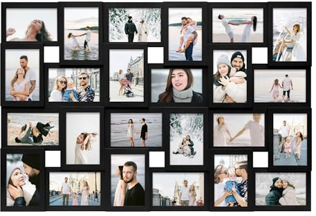 Jerry & Maggie 4×6 collage frame 24 pictures, picture frames collage wall decor, 24 slot picture frame Wall Hanging For 6×4 Photo, Black