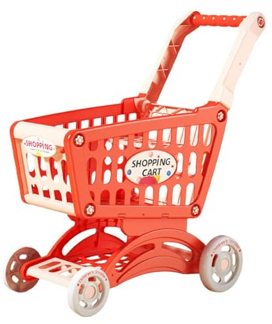Sharplace Kinder-Einkaufswagen-Spielzeug, Schreibtisch-Aufbewahrungsspielzeug, Rollenspiele, Kinder-Einkaufswagen, Rot