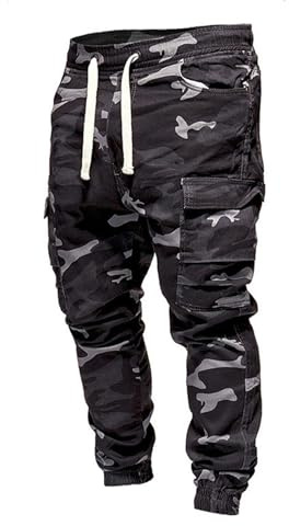 Generico Pantaloni Uomo Eleganti Taglie Forti - Lino Estivi Colorati, da Moto in Pelle, Slim Fit Vita Bassa, Running 3/4