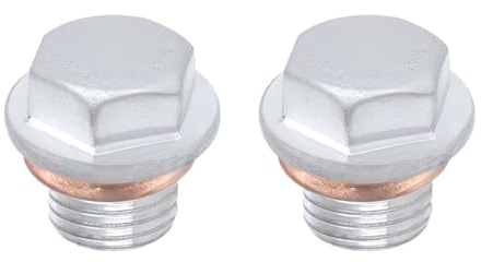 eMagTech 2 Pièces Bouchon de Vidange d'huile Et Rondelle Compatible avec Nissan Micra Almera Navara 350Z 200SX Bouchon de Vidange D'huile à Tête Hexagonale 14 Mm M12 X1,25