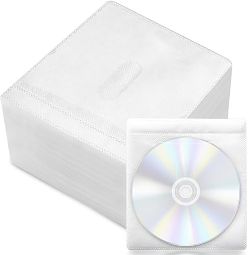 FSWWSF 100 custodie per CD/DVD/BluRay per CD/DVD, in plastica per CD, trasparenti, per la conservazione di CD e DVD vergini (bianco)