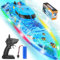 suangrc Ferngesteuerte Boot Kinder 3 LED Lichtmodi,Elektrisches RC Boot Badewanne,Pool Spielzeug Jungen Mädchen,Wasserfunktion Alarm Niedrigem Batteriestand Wiederaufladbare Batterie,2.4GHz Steuerung