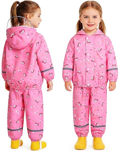 JinBei pöl kostym för barn pojkar flickor vattentät kostym regnrock lätt, Rosa, 1-2 Years
