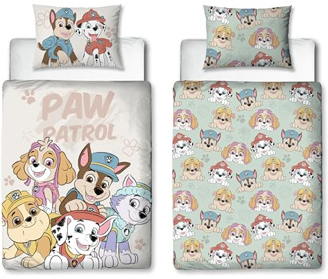 Paw Patrol Officially Licensed Toddler Cot Bed Duvet Cover | Sketchy Design Reversible 2 Sided Junior Bedding Including Matching Pillow Case Brands