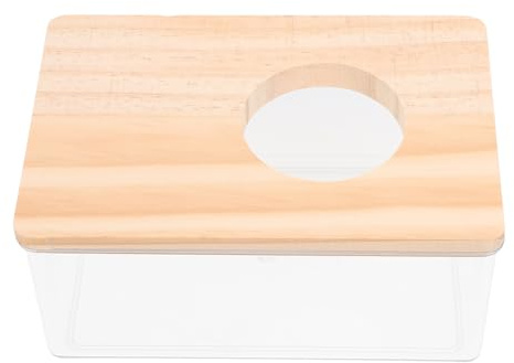 Gadpiparty Bac à Sable pour Hamster Acrylique Transparent Salle de Bains pour Petits Rongeurs Toilette Sable avec Couvercle Bois Facile à Nettoyer et Observer