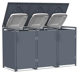 Pool ROYAL Mülltonnenbox Anthrazit für 3 Mülltonnen 240L wetterfest mit Pedal zum öffnen