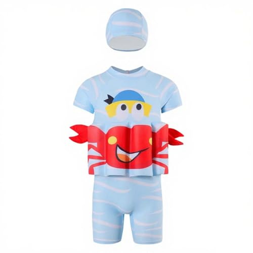Costume da bagno per ragazzi 2026 Costumi da bagno Galleggiante Per Bambini, Tute Per Bambini Angolo Piatto, Con Pantaloncini Estivi Costume da bagno Moda, Celeste., 5-6 Anni