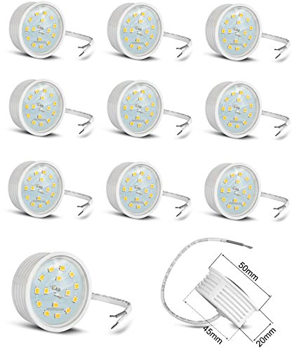 JungesLicht 10x Ultra flaches LED Modul 230V 5W 400lm 3000K warmweiß, Ersatz für GU10/MR16, 50mm Durchmesser, nur 23mm lang, für Deckenspot Einbaustrahler, nicht dimmbar