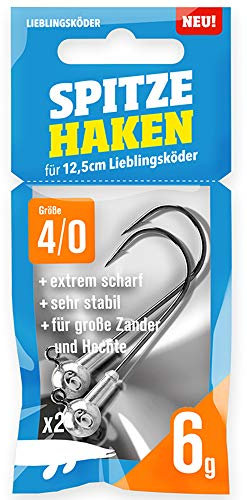 Lieblingsköder Spitze Haken Gr. 4/0 Jigköpfe - 2 Jighaken, Gewicht:6g