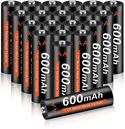 CITYORK Pile Ricaricabili AA 20 Pezzi - Batterie Ricaricabili AA 600mAh 1.2V NI-MH, Precaricate, a Bassa Autoscarica Ideale per luci Solari, Telecomando, Giocattoli Elettrici