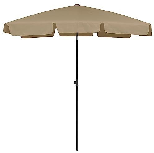 vidaXL Strandschirm Kippbar Sonnenschirm Balkonschirm Gartenschirm Ampelschirm Marktschirm Schirm Terrassenschirm Balkon Taupe 180x120cm