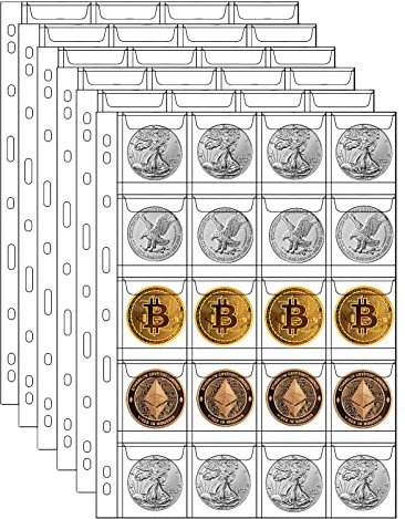 MUROAD Münzhüllen, 200 Tasche Münz-Aufbewahrung für Münzen bis Ø 44 mm - 10er Pack