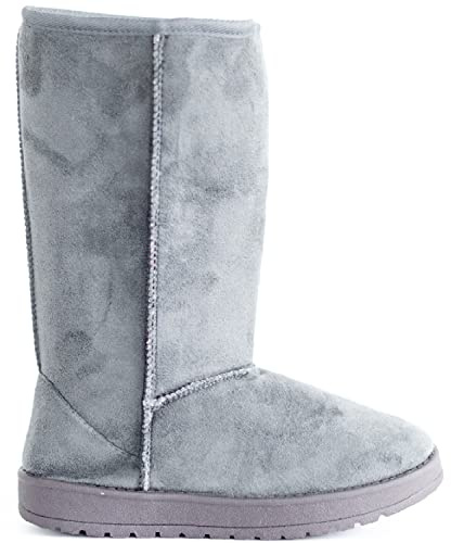 sole london Womens Winter Fur Lined Snugg Hug Grip Sole Mid Calf Warm Boots Ladies Cosy Slip On Winter Shoes Size 3-8