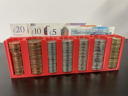 Coin Cash Note Money Organiser Mini Storage Holder Sorter Savings Red