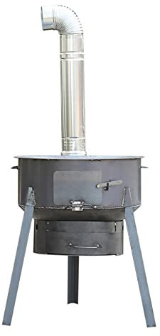 YYUINU Tragbarer Holzofen, Rauchfreier Reiner Eisenkochofen Für Den Innen- Und Außenbereich, Ländlicher Heizofen, Geeignet Für Kohle, Holz, Getreidestroh, Biomassepellets,43CM