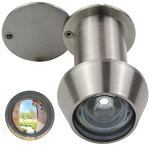 Earl Diamond - Peep Holes for Door, Solid Brass 220-Degree Door Viewer Peephole with Heavy Duty Rotating Privacy Cover for 1-3/8 to 2-23/64 Doors for Home Office Hotel, Hole 22 Satin Nickel