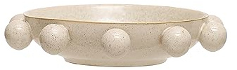 Bloomingville 9.75 Inches Stoneware Bowl with Orbs and Reactive Glaze, Cream