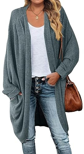 Cardigans para mujer Negro Manga Larga Cardigans con botones Tallas Grandes Chaqueta de Invierno Abrigos Oversize Abrigos de Punto Grueso Sólido Cárdigan de Manga Larga Candigan Cárdigan Largo, verde,