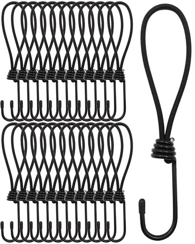 Spanngummi mit Haken 25 Stück - Expander mit Haken 20 cm - Multifunktional Planenspanner Gummispanner mit Haken für Camping Planen, Anhängerplane, Poolabdeckung (Schwarz)