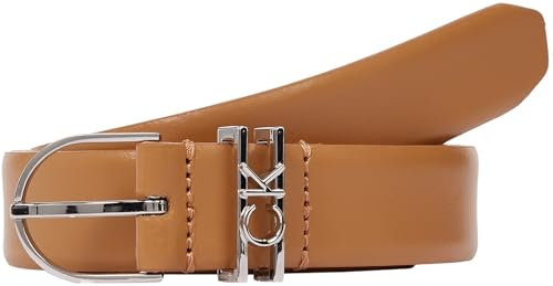 Calvin Klein Damen Gürtel Loop Round Buckle Belt aus Leder, Braun (Lion), 75 cm