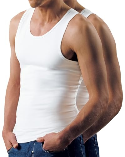 Nur Die 2er Pack Unterhemd unifarben weiche & atmungsaktive 100% Baumwolle Kurzarm Unterhemd Herren, weiß, M