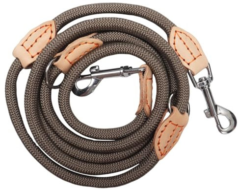 Hundeleine für Mittelgroße & Große Hunde, Multifunktionsleine Führleine für Hunde 2.1m Verstellbare mit 2 Karabiner, Robuste Nylon Dog Leash, Schleppleine Doppelleine für 2hunde (Beige, 1cm x 2.1m)