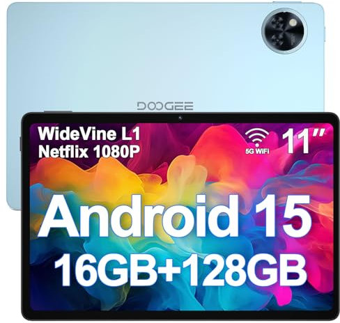 DOOGEE U11 Android 15 Tablet 11 Inch - 2025 Newest Android Tablets 16GB+128GB/2TB, 8580mAh, 90 Hz Octa-Core Gaming Tablet, Widevine L1, Face ID, BT 5.0, 5G WiFi, 13MP+5MP, GPS, OTG - Blue