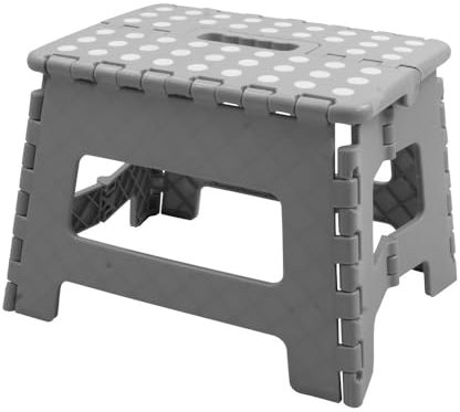 FACILITYS - Tabouret Pliant - Marche Pied Pliable, 31,5 x 25 x 22 cm - Marche Pied Enfant, Adulte - Tabouret de Douche, Toilette, WC, Salle de Bain - Compact & Léger 0,9 kg - Robuste Charge Max 150kg