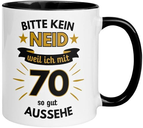 70 Geburtstag Mann Tasse | Bitte kein Neid weil ich mit 70 so gut aussehe | Geschenk für Männer zum 70ten | Geburtstagstasse mit Spruch 70. Geburtstag | 70ter Geburtstagsgeschenk