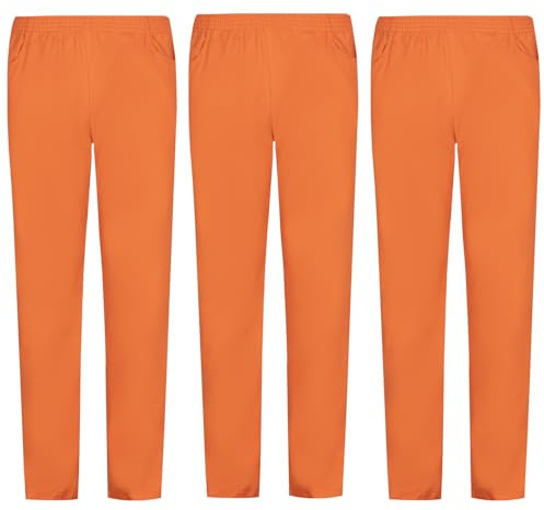 MISEMIYA - Pack 3 Pcs - PANTALÓN Sanitario Unisex - Uniforme Sanitario Uniformes MEDICOS PANTALÓN DE Trabajo - M, Naranja