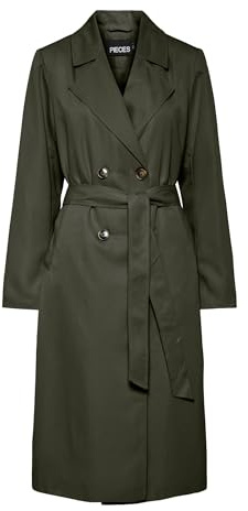 PIECES Pcscarlett Ls Trenchcoat Noos, Skogsnatt, S