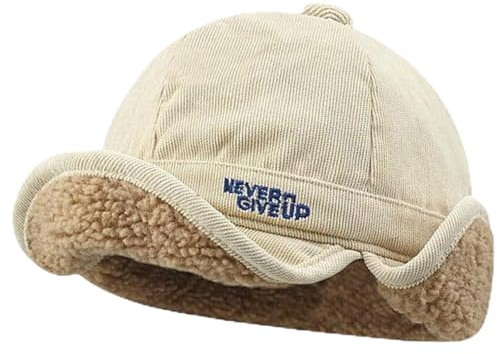 NLAND Uomo Berretto in Caldo Invernale con paraorecchie Antivento Cappello Invernale Unisex Berretto Foderato Rolled con Soffice in Pile ，Beige Taglia Unica