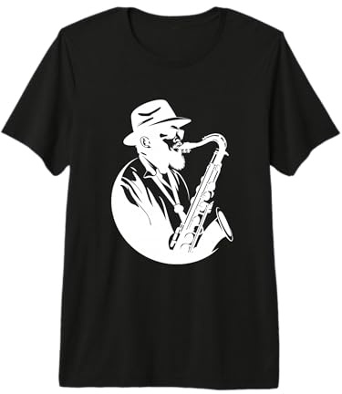 Homme Le saxophoniste dessine la fête des pères T-Shirt Haut de Gamme
