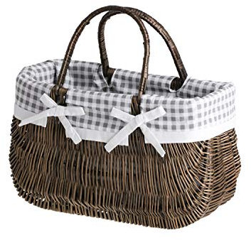 e-wicker24 Alles aus Weide e-wicker24 Alles aus Weide cesta de mimbre, bolso marrón grisáceo. El cesto contiene una funda extraíble con Joli borde decorativa.Bolsa de playa
