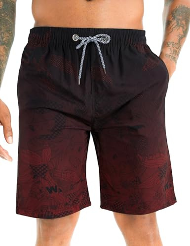 APTRO Men's Swim Trunks Swimming Shorts Board Shorts Quick Dry Beach Shorts Big and Tall Swim Shorts BS023 Red L