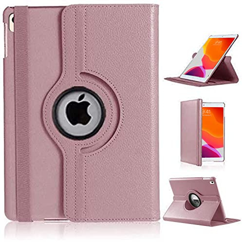 For iPad 10.2 Case 9th 8th 7th Generation (2021/20/2019) 360 Rotating Stand | For iPad 10.2 Case 9th 8th 7th Auto Sleep/Wake, PU Leather Smart Folio Protective Tablet Cover, 10.2 inch, ROSE GOLD