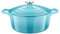 La Cuisine Gusseisen Bratentopf Topf Schmortopf Cocotte Brotbacktopf emailliert mit Deckel Induktion Backofengeeignet rund 28 cm 6 L. hellblau