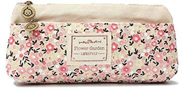 Federtasche 2-Fach, vintage Leinwand Pastorale Stil Blume Muster Federmäppchen Stiftemappe stiftemäppchen Griffelmappe klein Kosmetiktasche, blau/weiß