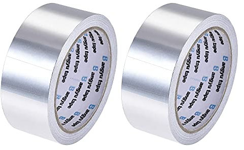 sourcing map Lot de 2 rouleaux de ruban adhésif en feuille d'aluminium, 40 mm x 20 m, étanche, haute température pour isolation de conduits d'air et de climatisation