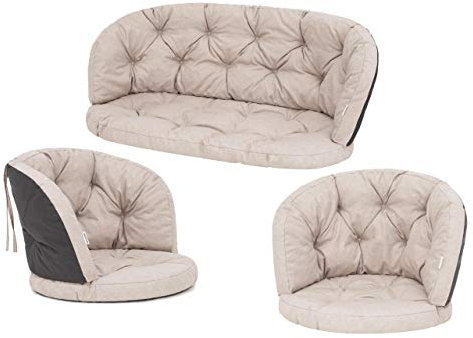 HOBBYGARDEN Stuhlkissen Kissen für Rattansessel Bankkissen Schaukel Gartenkissen Schaukelauflagen Liegekissen Auflagen Kissen Ruheplatz, 2 + 1, Beige