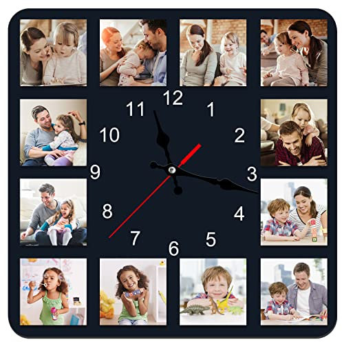 OXYEFEI Orologio da Parete Personalizzato Con Foto Silenzioso Non ticchettio Facile da leggere Orologio da parete per Camera da letto/Soggiorno/Cucina (Stile 6)